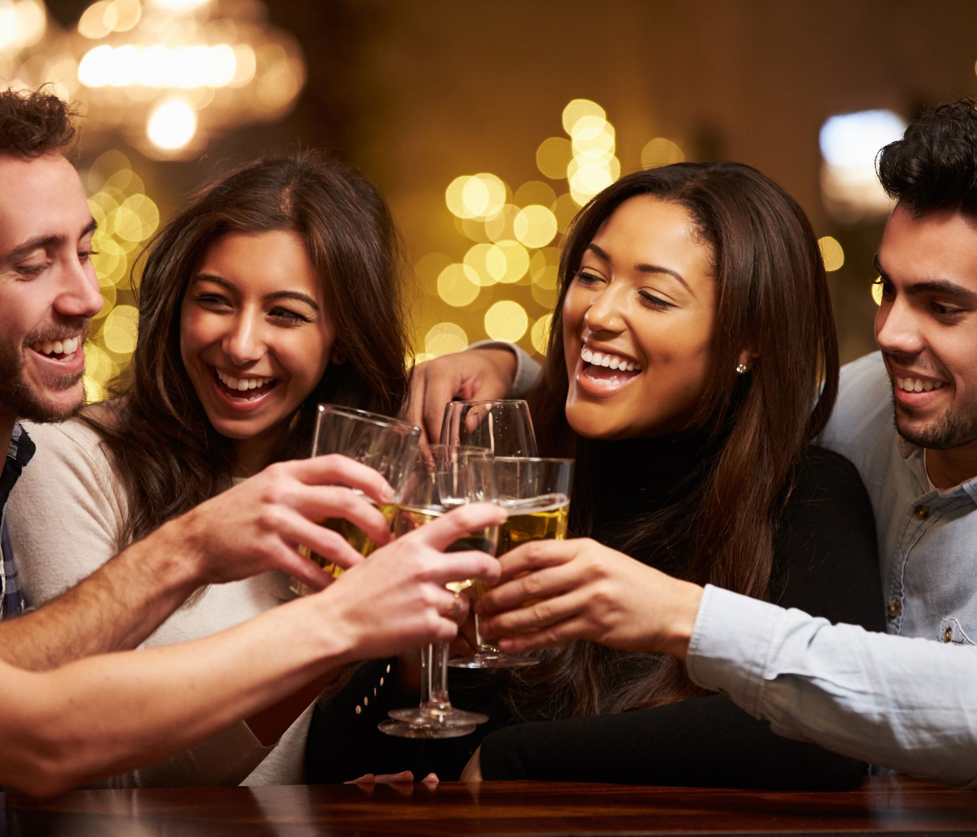 diverse group drinking beer